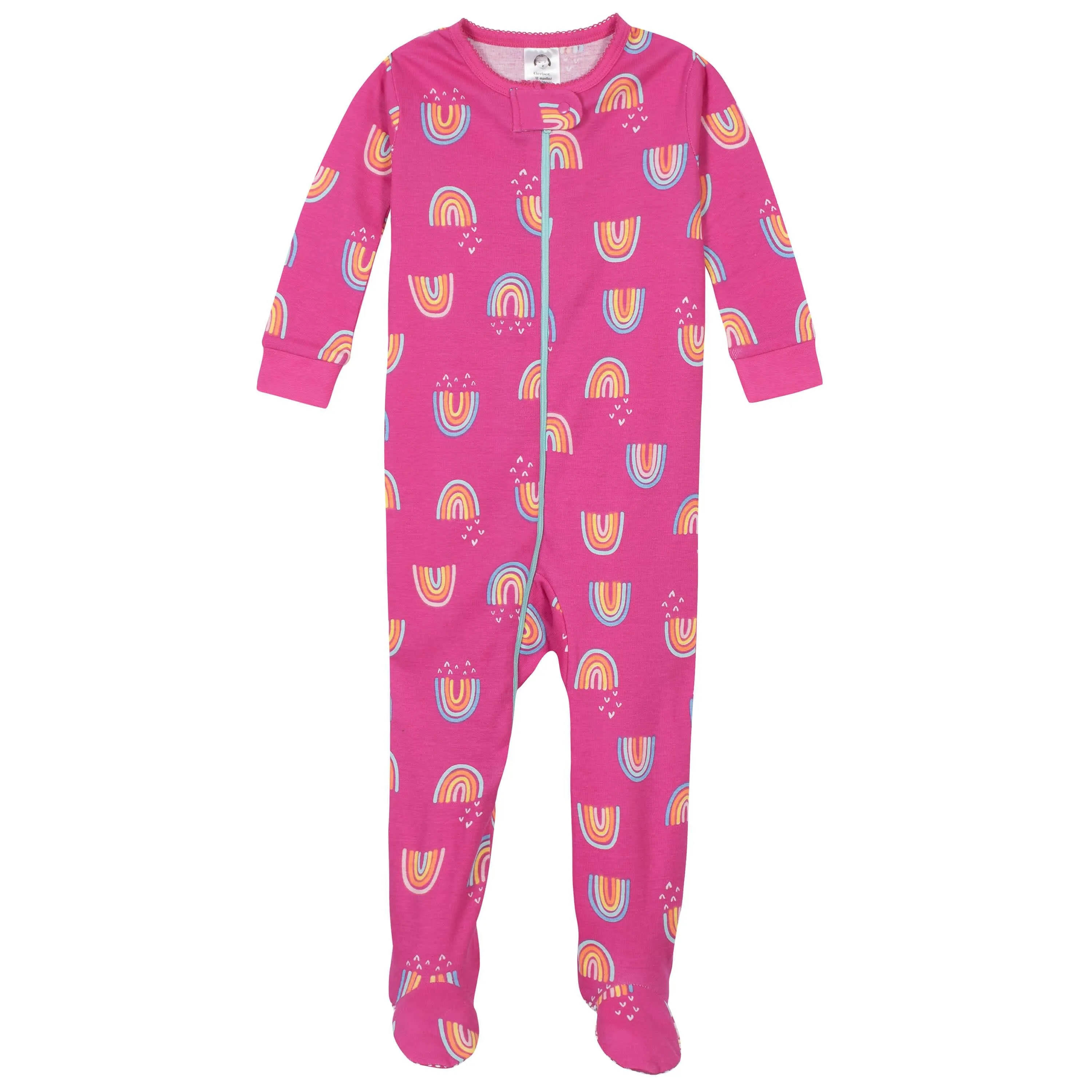 2-Pack Baby & Toddler Girls Rainbows Snug Fit Footed Cotton Pajamas