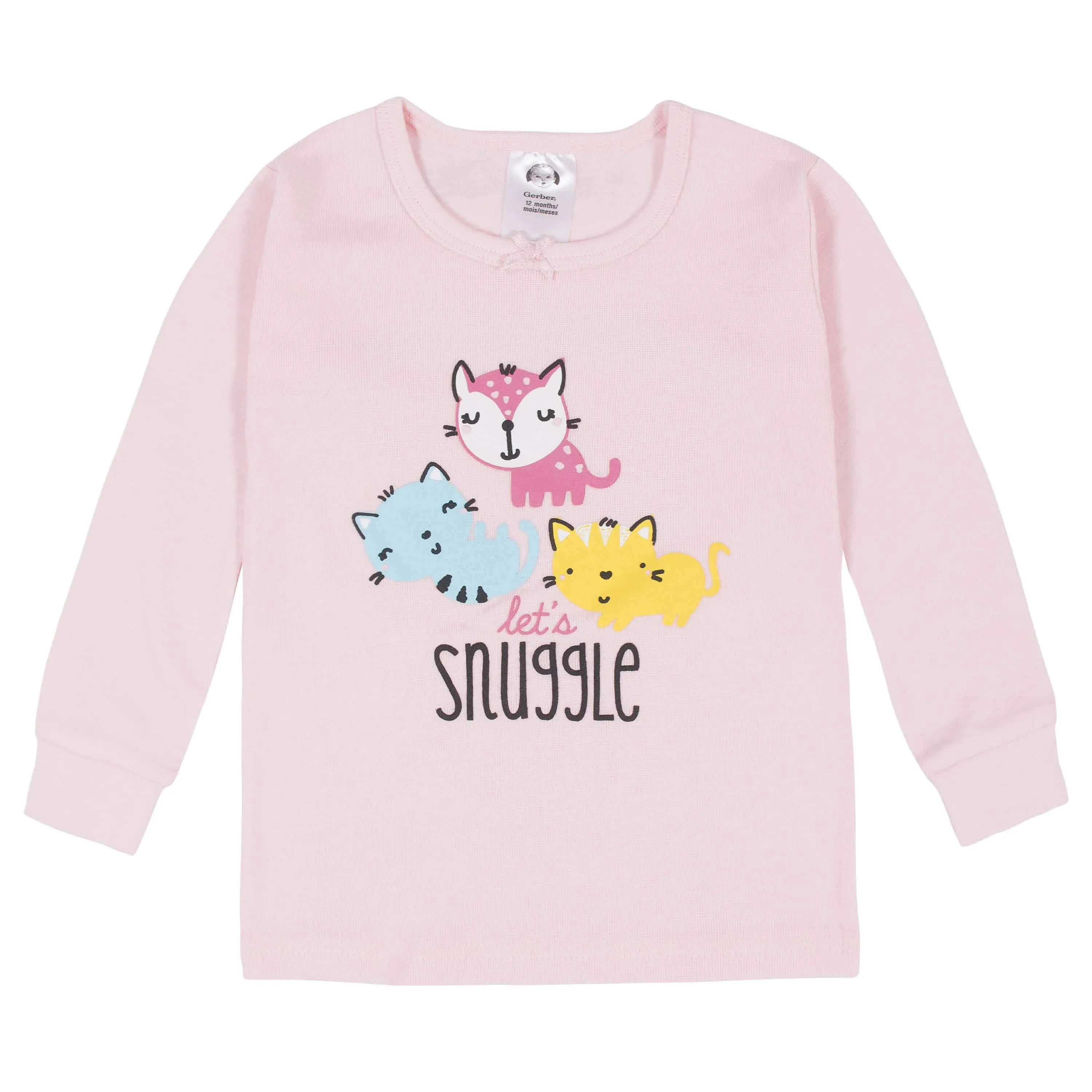 4-Piece Infant & Toddler Girls Cats Snug Fit Cotton Pajamas