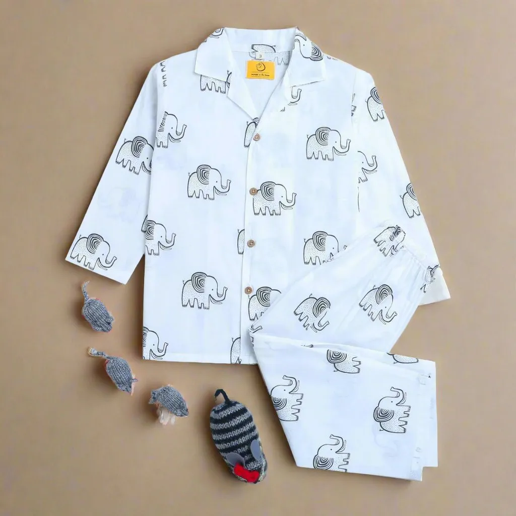 A Stomping Elephant- Unisex Kids Cotton Nightwear