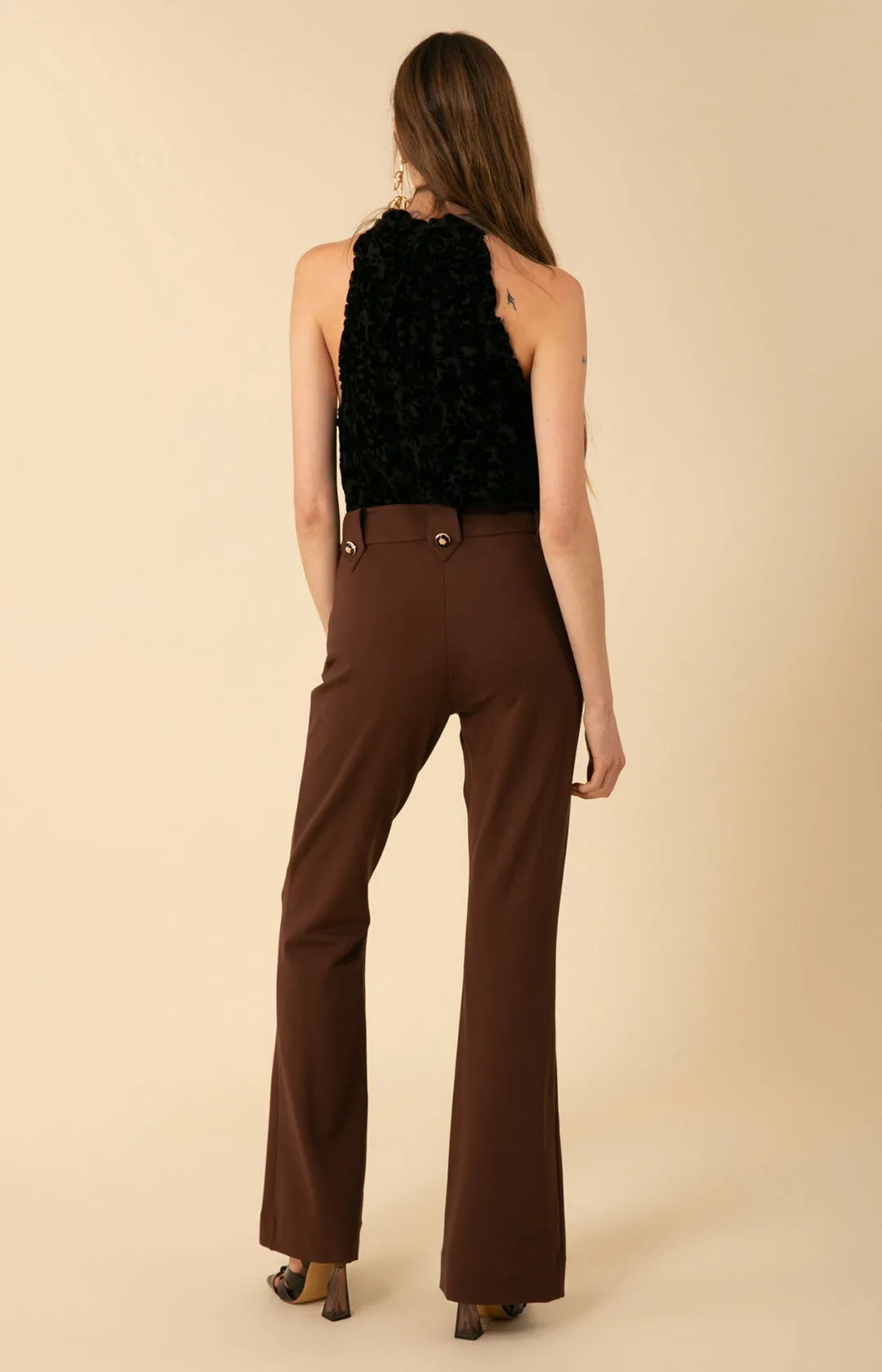 Aya Button Trim Ponte Pant