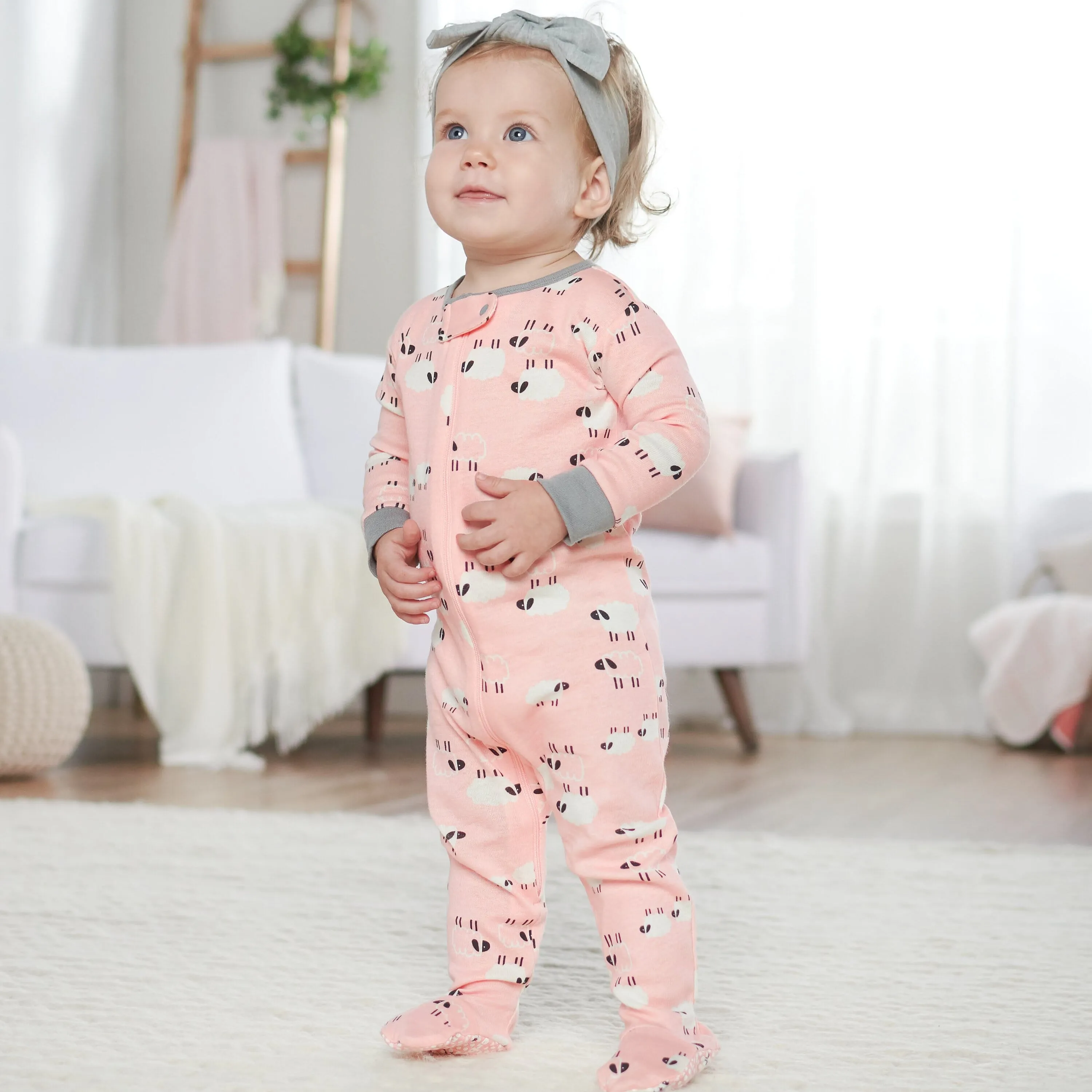 Baby Girls' 2-Pack Organic Sheep Snug Fit Footed Pajamas