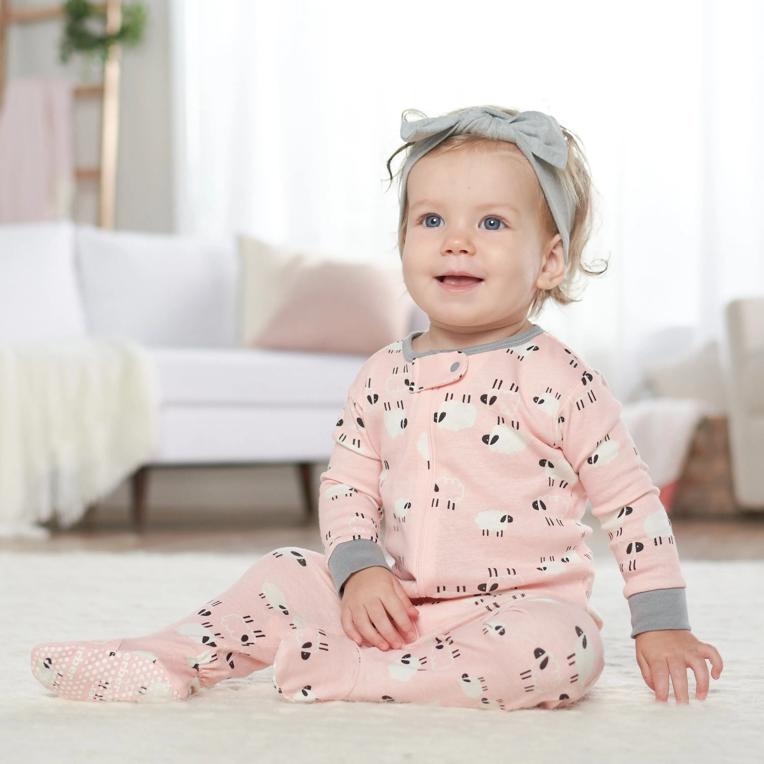 Baby Girls' 2-Pack Organic Sheep Snug Fit Footed Pajamas