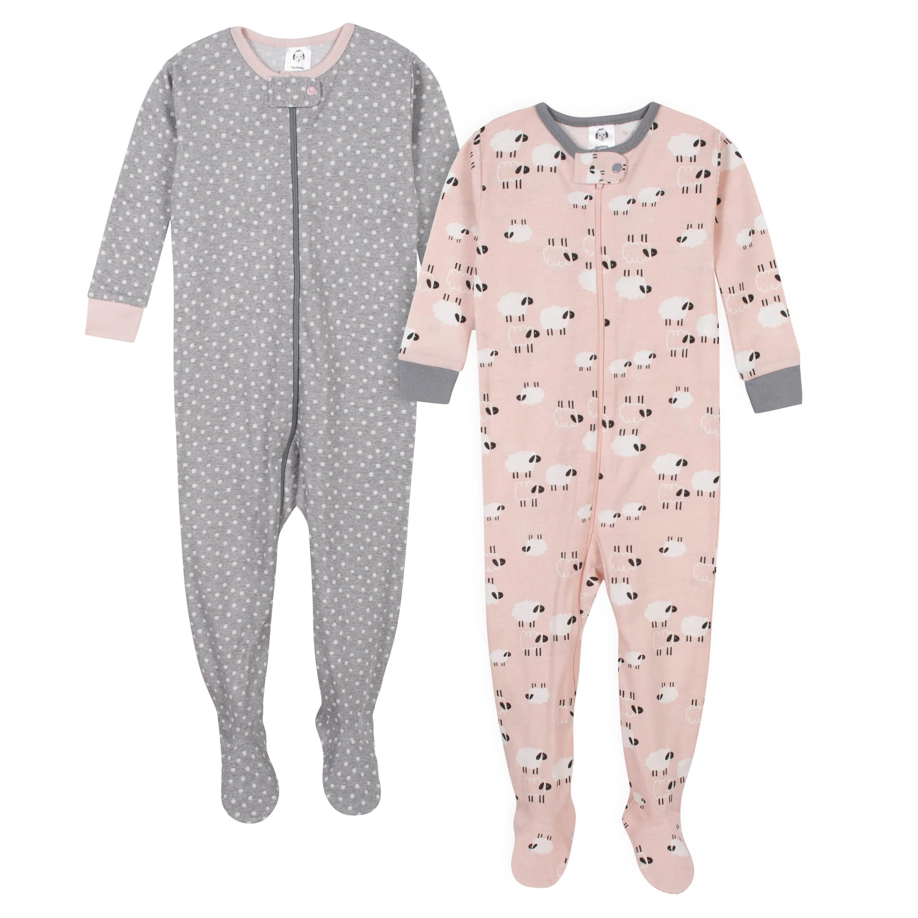 Baby Girls' 2-Pack Organic Sheep Snug Fit Footed Pajamas