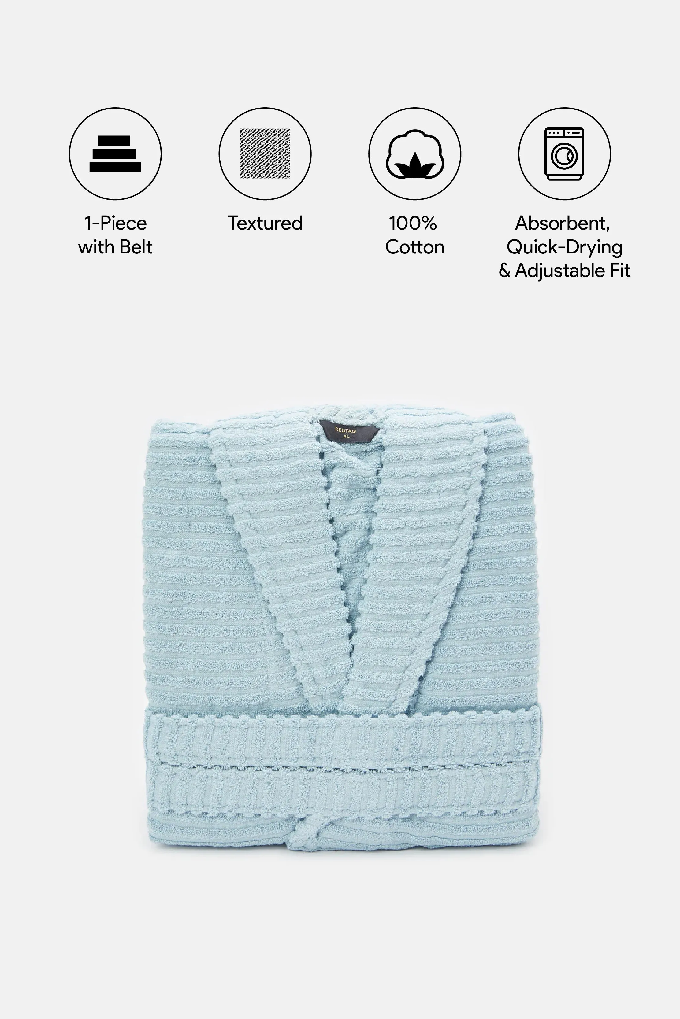 Blue Ribbed Bathrobe