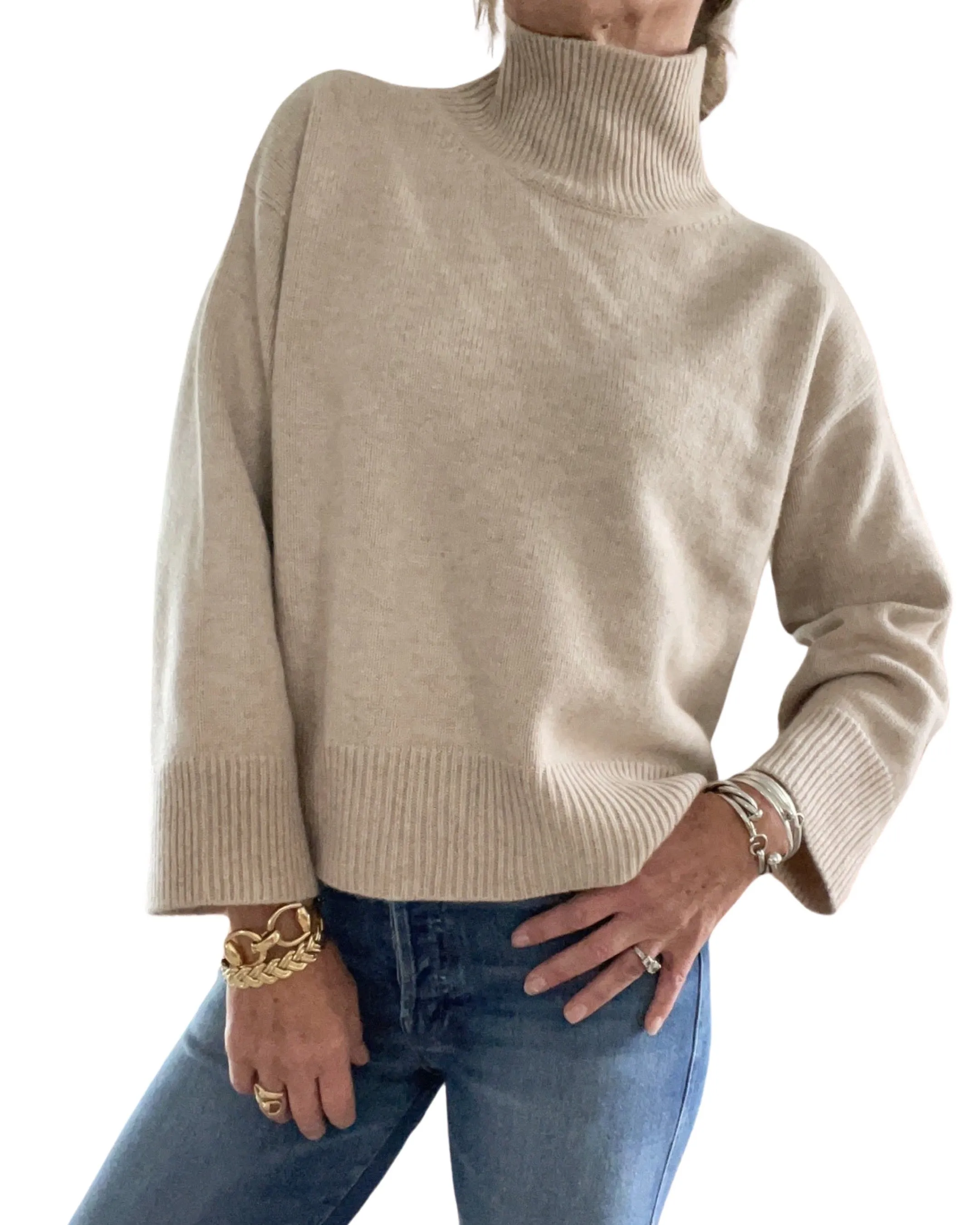 Burch Tan Cashmere Turtleneck