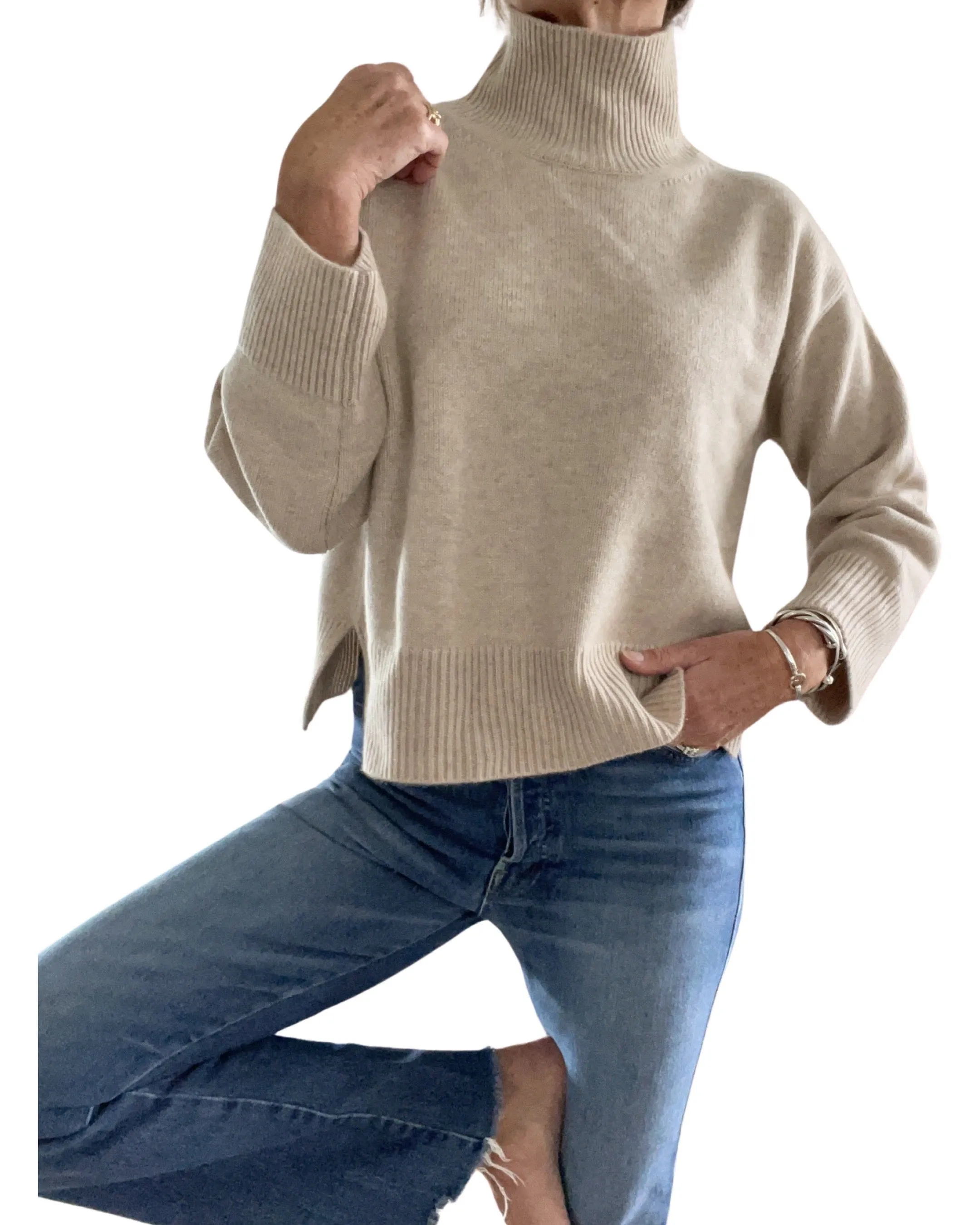 Burch Tan Cashmere Turtleneck