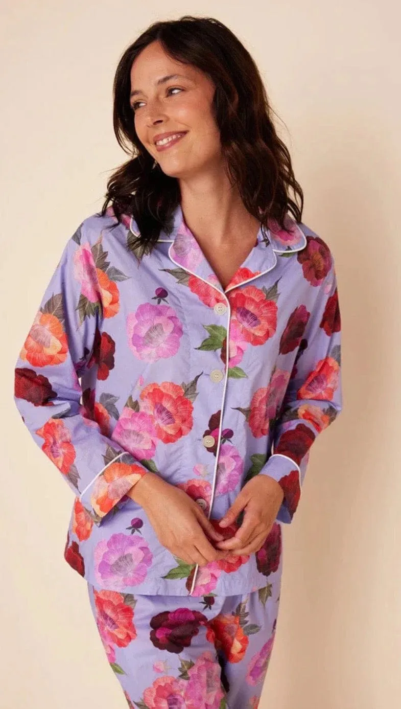 CAT'S PAJAMAS - LAVENDER FLORAL LUXE PIMA COTTON PAJAMAS