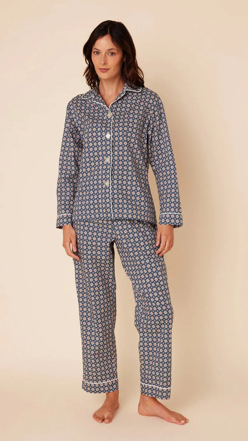 CAT'S PAJAMAS - NEWPORT DAISY LUXE PIMA COTTON PAJAMAS