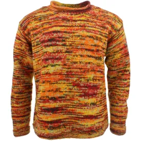 Chunky Wool Knit Space Dye Jumper - Fire Orange