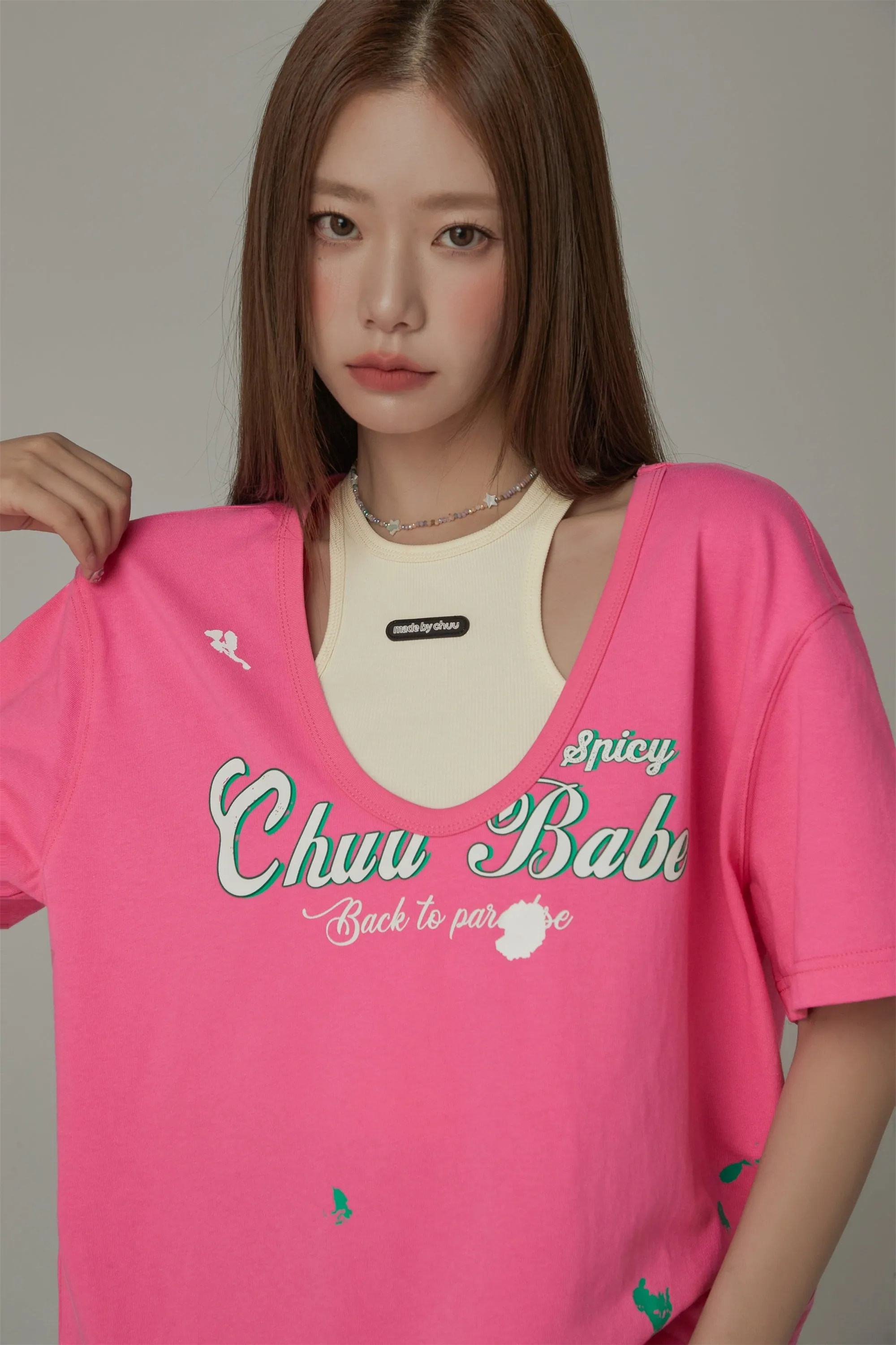 Chuu Babe U-Neck Loose-Fit T-Shirt