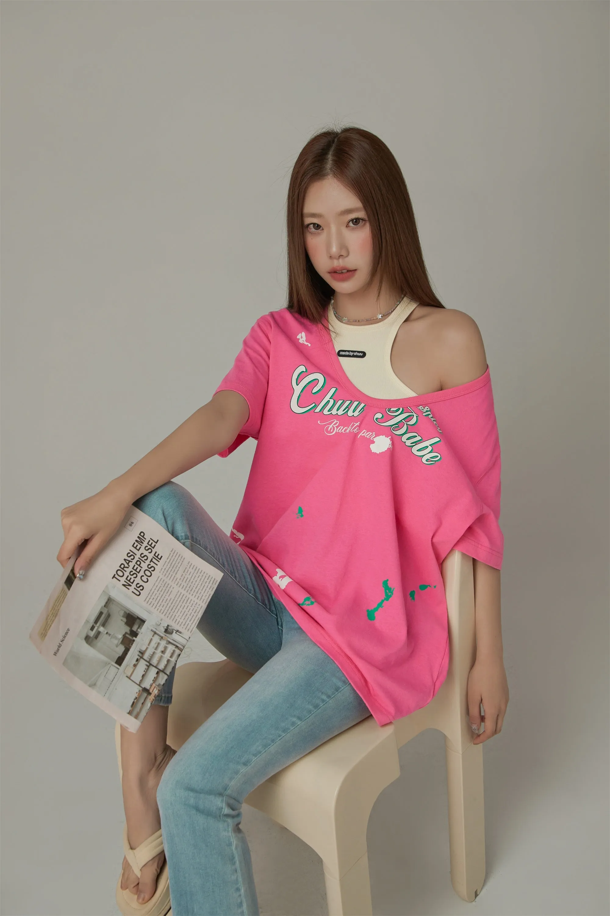 Chuu Babe U-Neck Loose-Fit T-Shirt