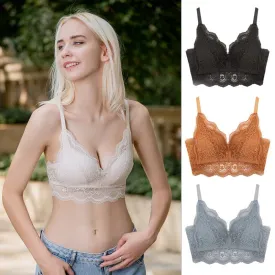 Contrast Lace Scallop Trim Push Up Bra