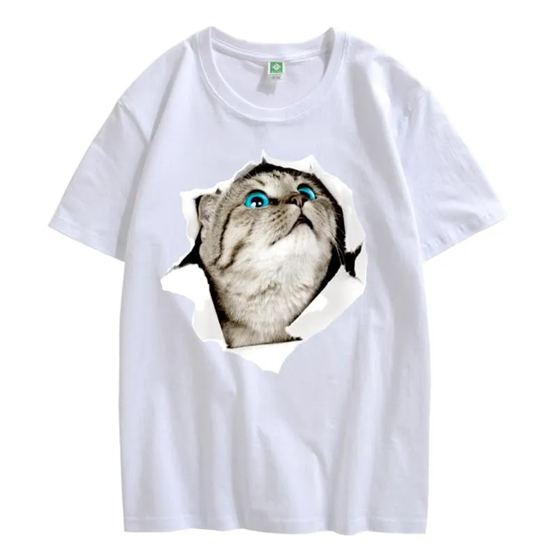 CORIRESHA Cat Lover T-Shirt Crew Neck Short Sleeve Loose Soft Cotton Teen Cute Top