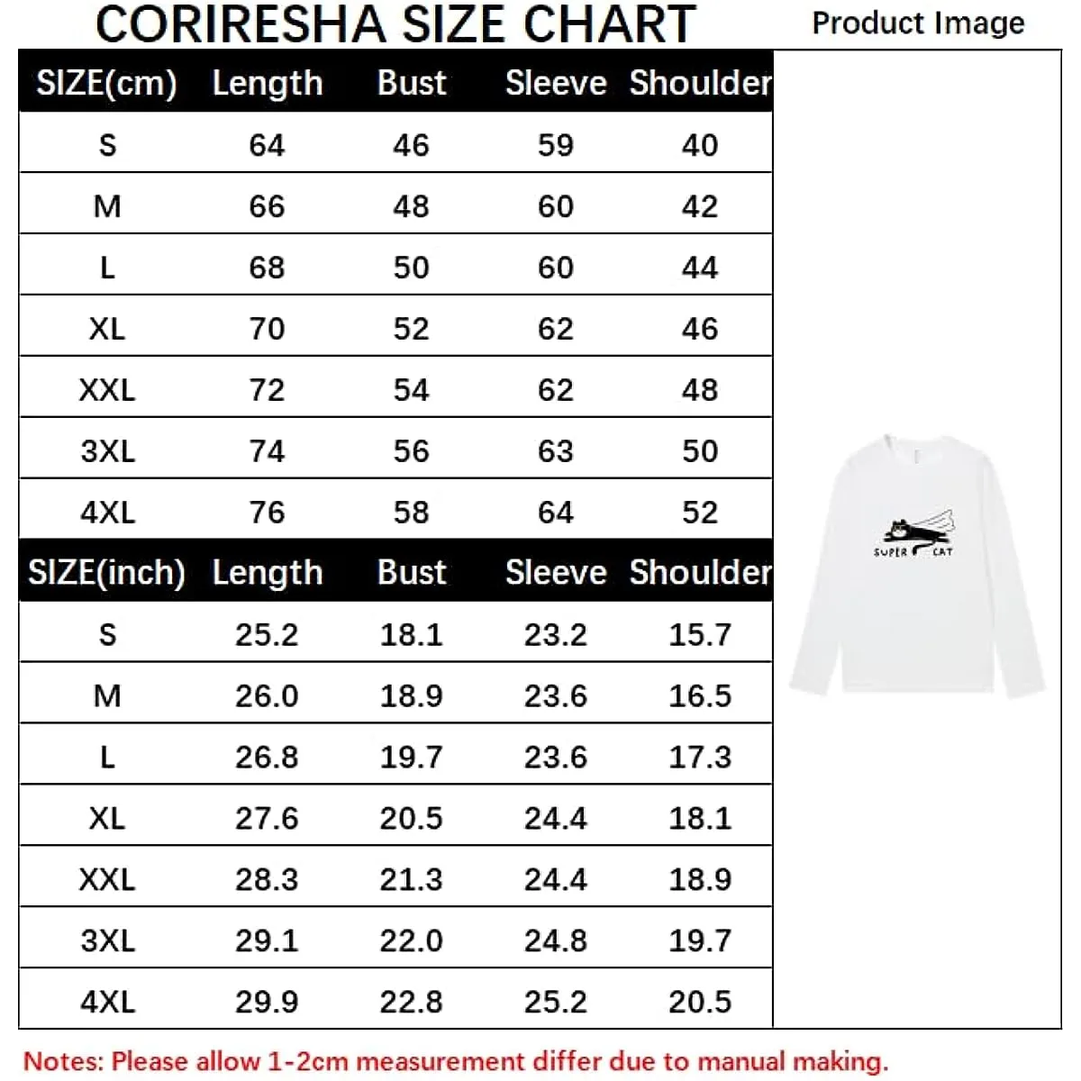 CORIRESHA Unisex Funny Run Cat Crewneck Long Sleeves Cozy Cotton Cute T-Shirts