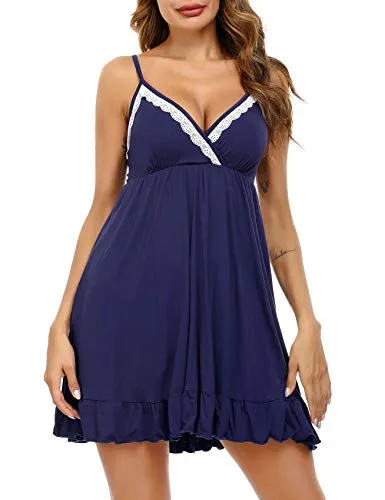 Cotton V Neck Strappy Nightwear Dress.