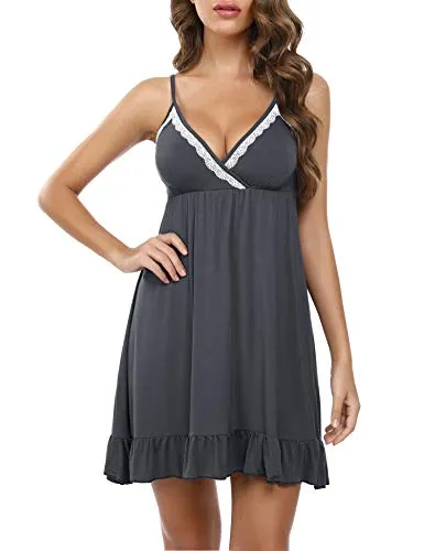 Cotton V Neck Strappy Nightwear Dress.