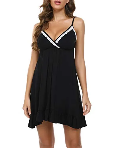 Cotton V Neck Strappy Nightwear Dress.