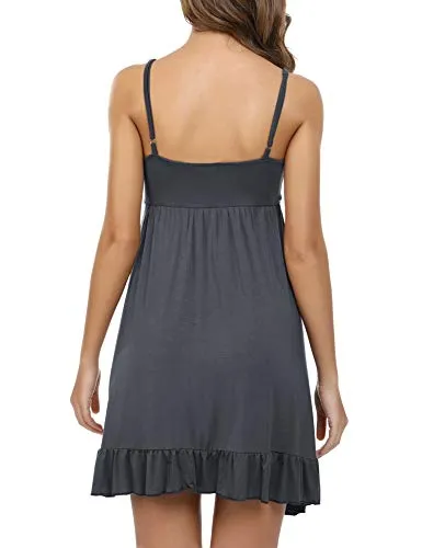 Cotton V Neck Strappy Nightwear Dress.