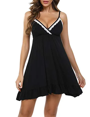 Cotton V Neck Strappy Nightwear Dress.