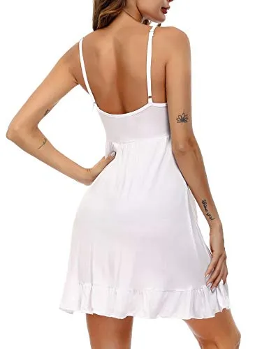 Cotton V Neck Strappy Nightwear Dress.