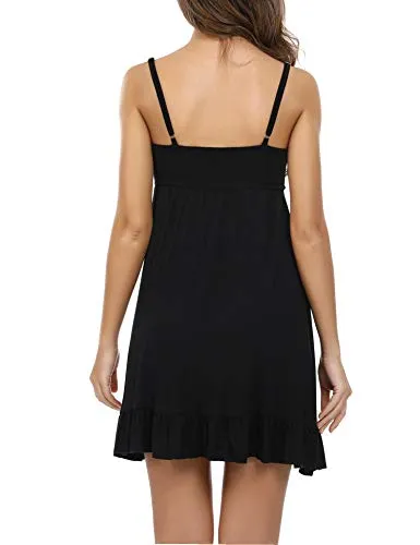 Cotton V Neck Strappy Nightwear Dress.