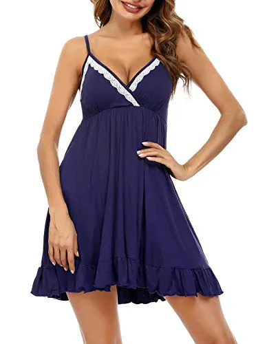 Cotton V Neck Strappy Nightwear Dress.