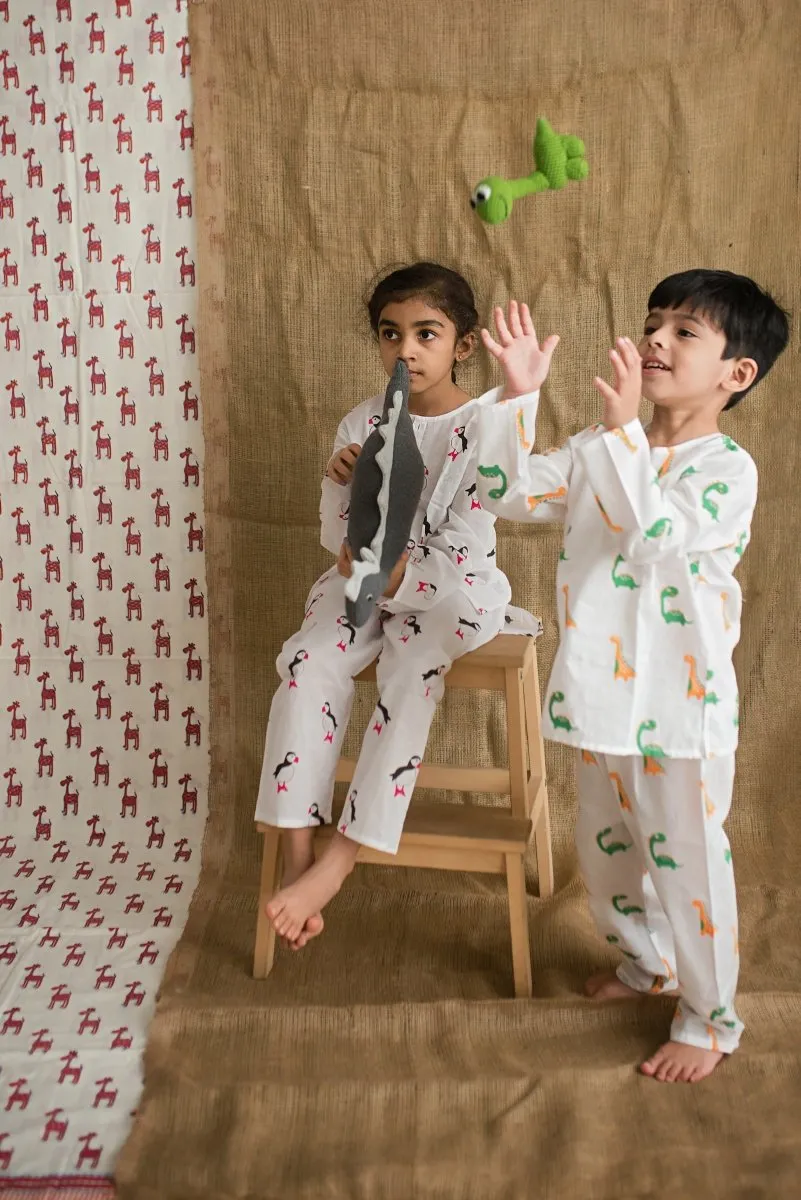 Dino Friends- Unisex Kids Cotton Nightwear