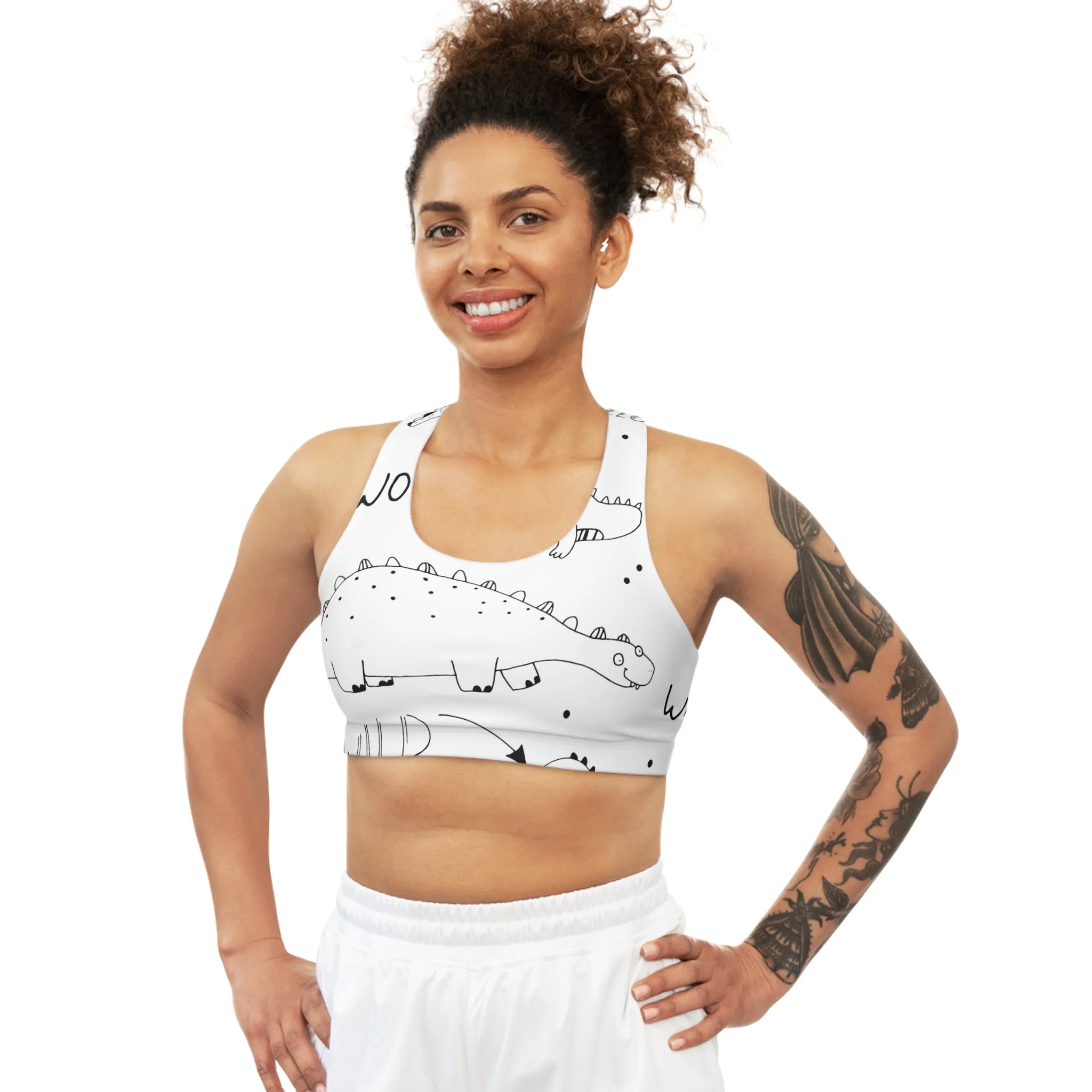 Doodle Dinosours - Inovax Seamless Sports Bra