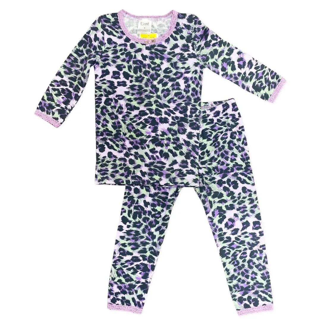 Esme Purple Cheetah 3/4 Sleeve Top & Legging Set