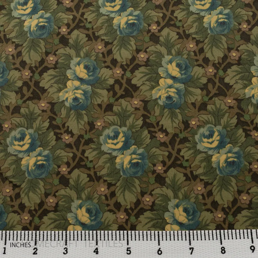 Forest Vintage Floral Diamonds Cotton Print