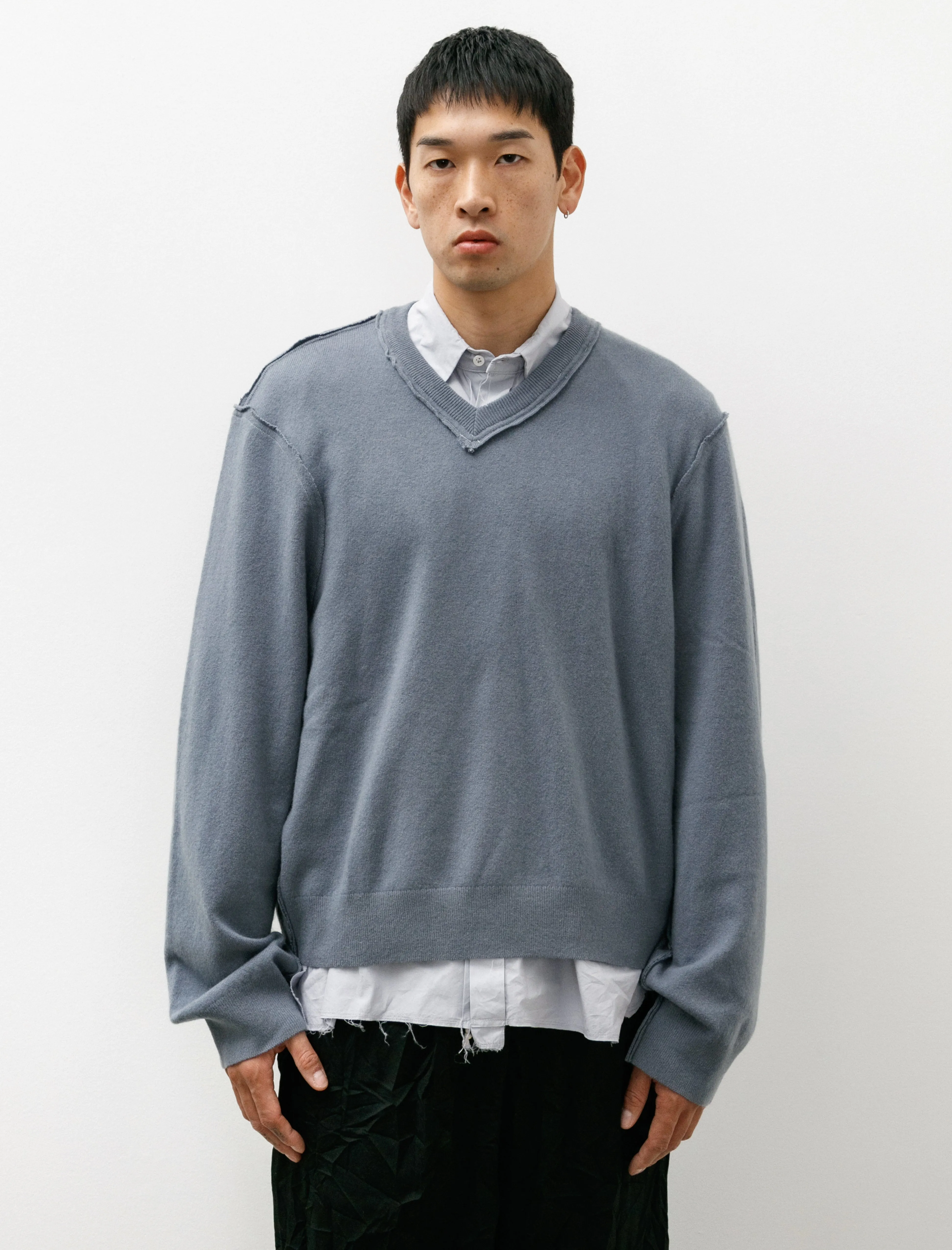 Frankenstein V-Neck Cashmere Blue-Grey