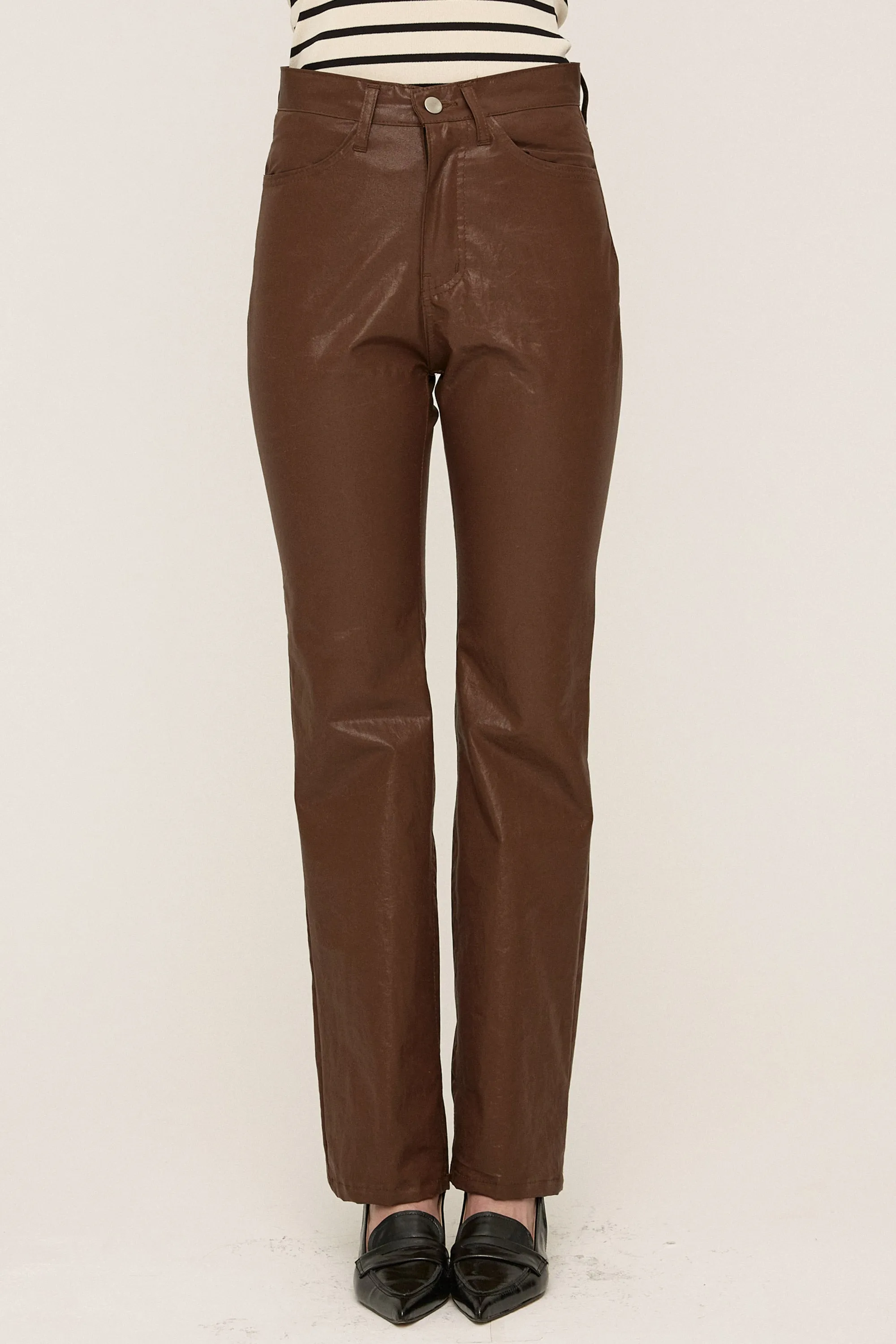 Freyja Coated Leather-like Pants