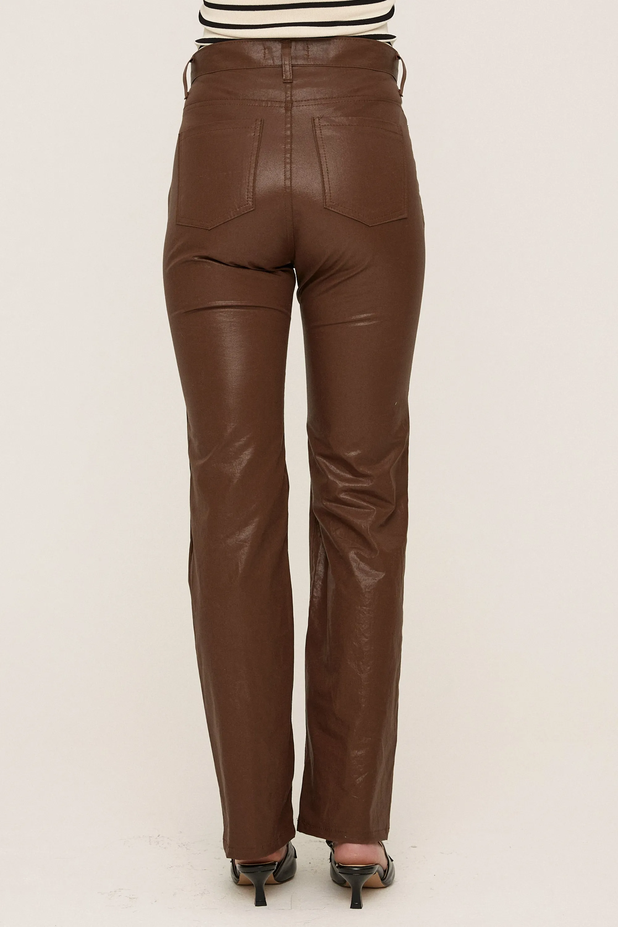 Freyja Coated Leather-like Pants