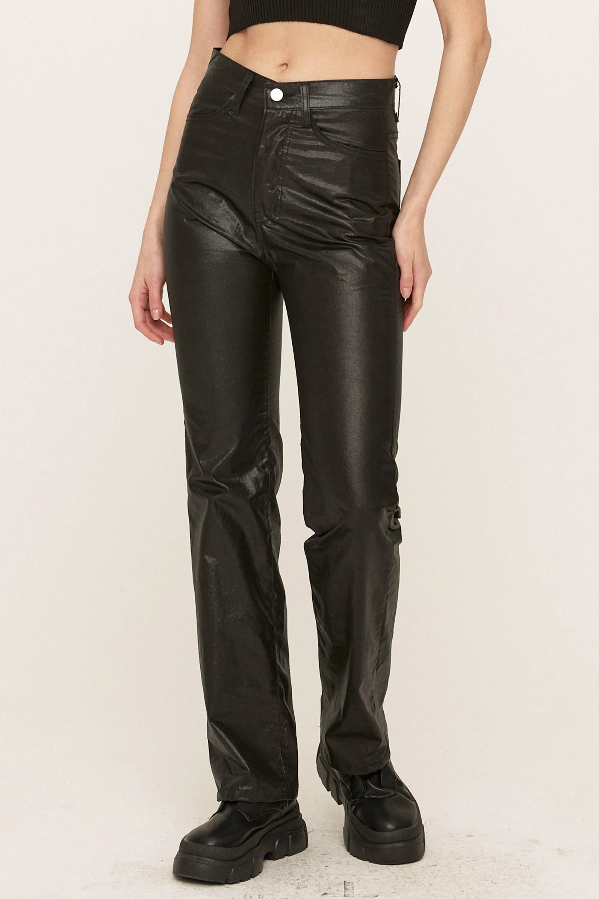 Freyja Coated Leather-like Pants