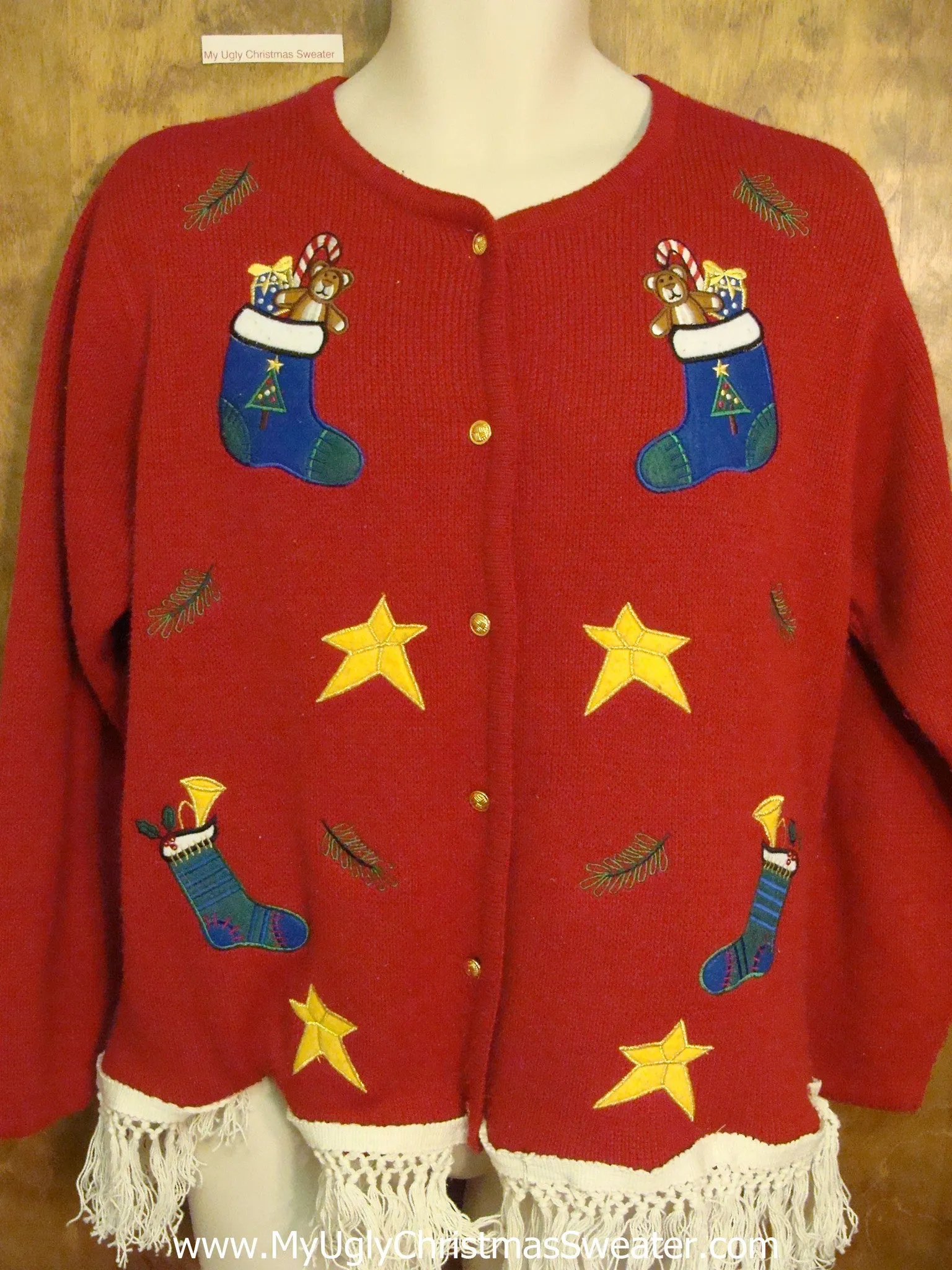 Funny Ugly Christmas Sweater with Stars and Stockings