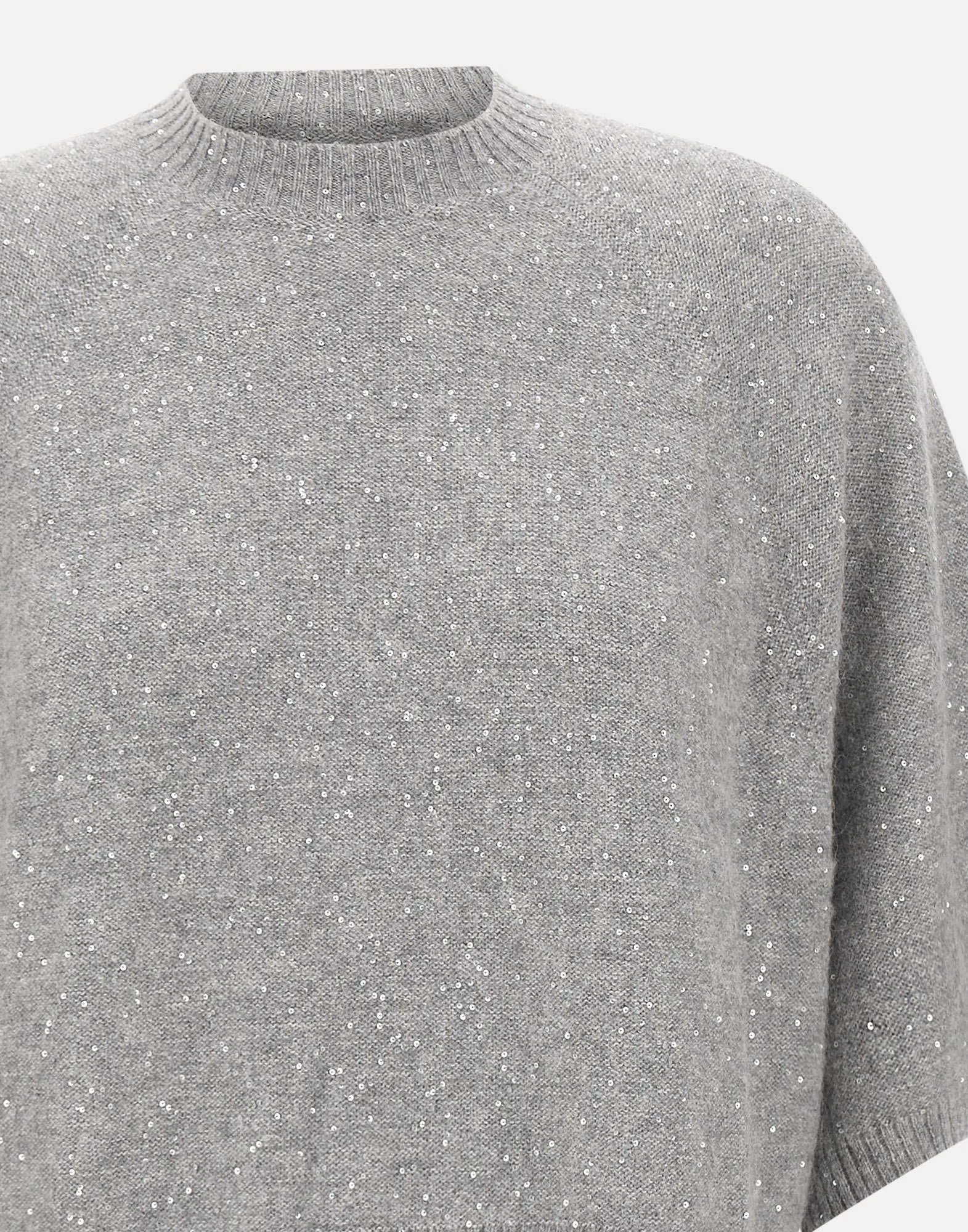 Grey Sequin Wool Silk Sweater