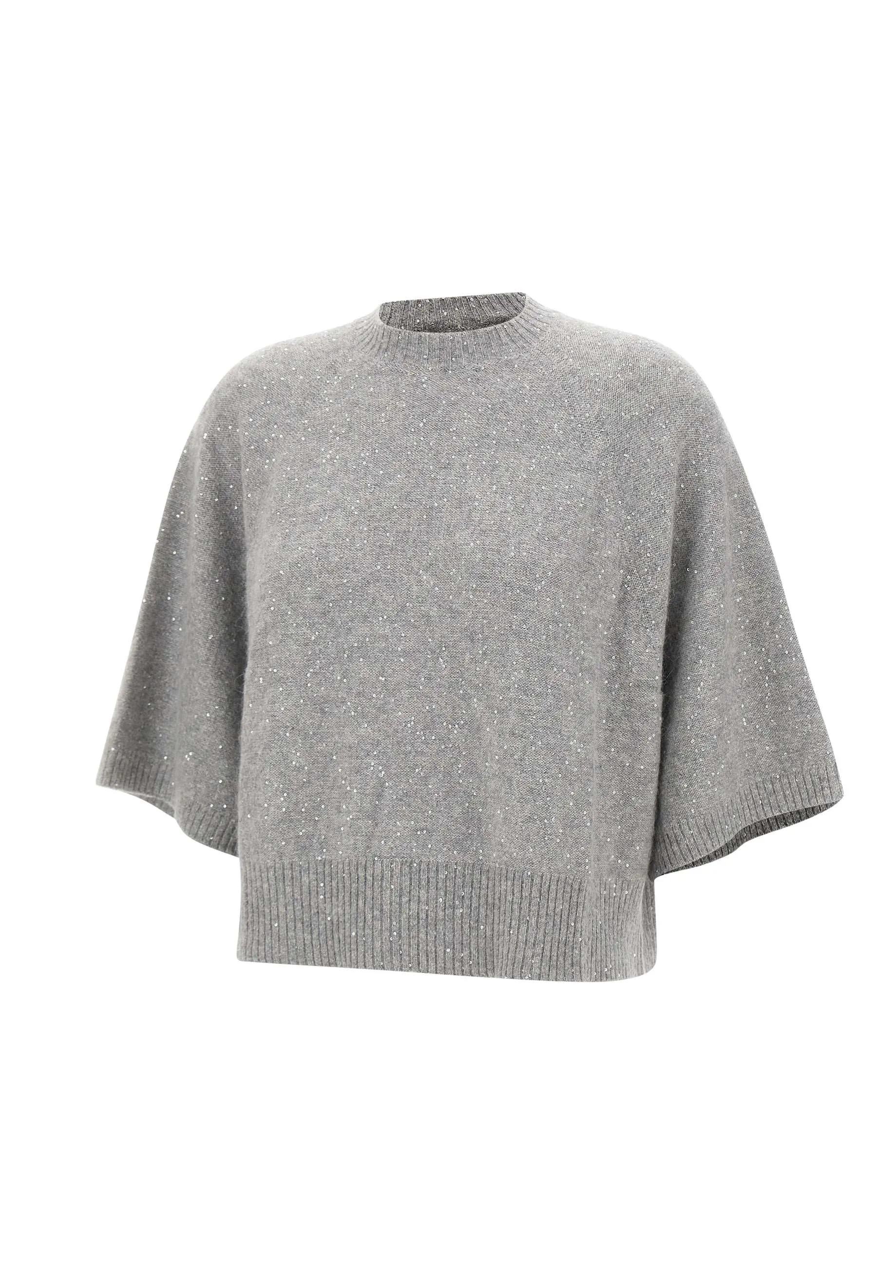 Grey Sequin Wool Silk Sweater