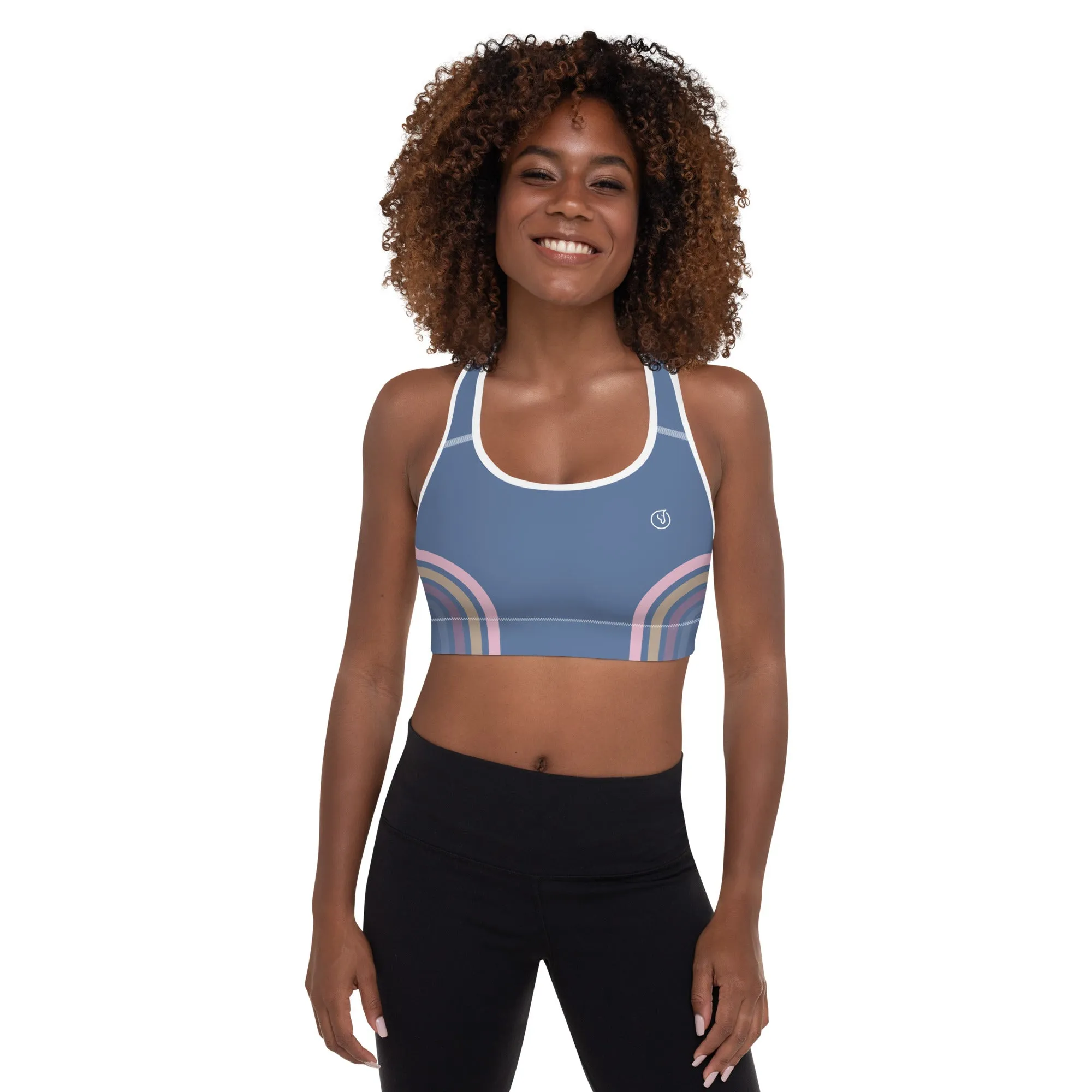 Humble Sportswear™ Blue Stripe Padded Dri-Fit Sports Bra