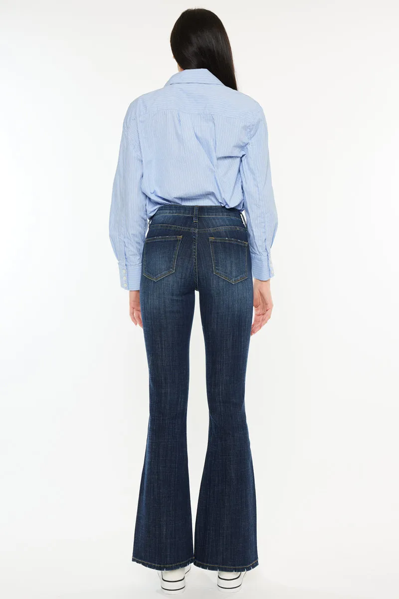 Kancan - Hayden Mid Rise Flare Jeans (Petite) - kc6102lohpt