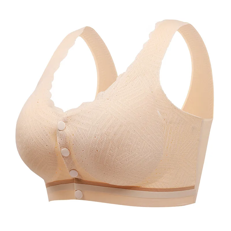 Large size front-buttoned nursing bra for women with no rims, no rims, breast enhancement during pregnancy, postpartum breastfeeding, anti-sagging bra