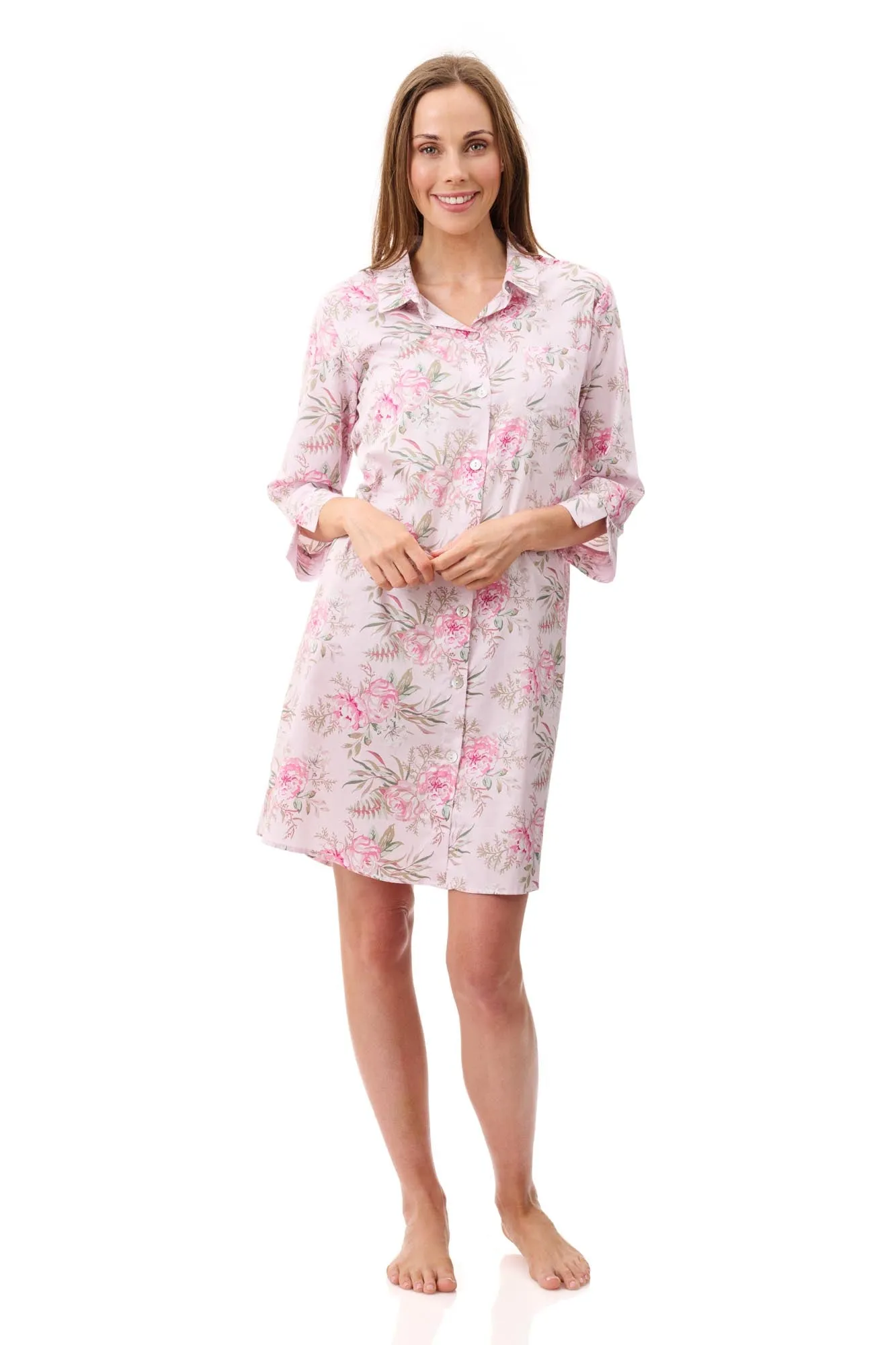 Lauren Cotton Shortsleeve Short Nightshirt Pink