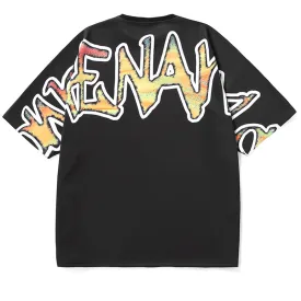 Letter Graffiti Print Batwing Sleeve Space Cotton T-Shirt