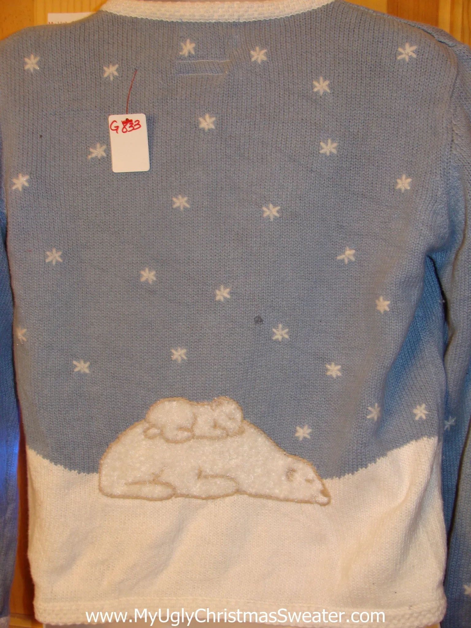 Light Up Baby Blue Ugly Xmas Sweater with Polar Bears