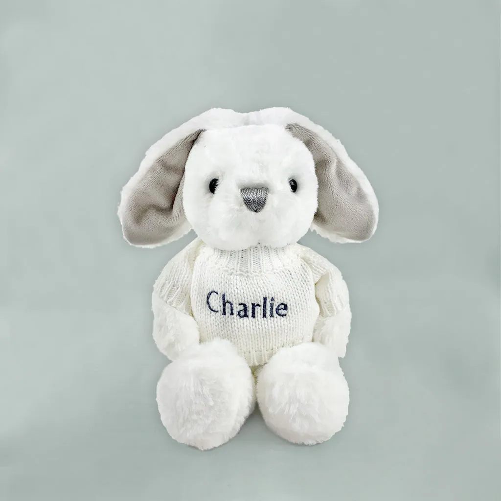 Little Bunny and Bathrobe Hamper, Grey - 1-2 Years with White Personalised Bathrobe