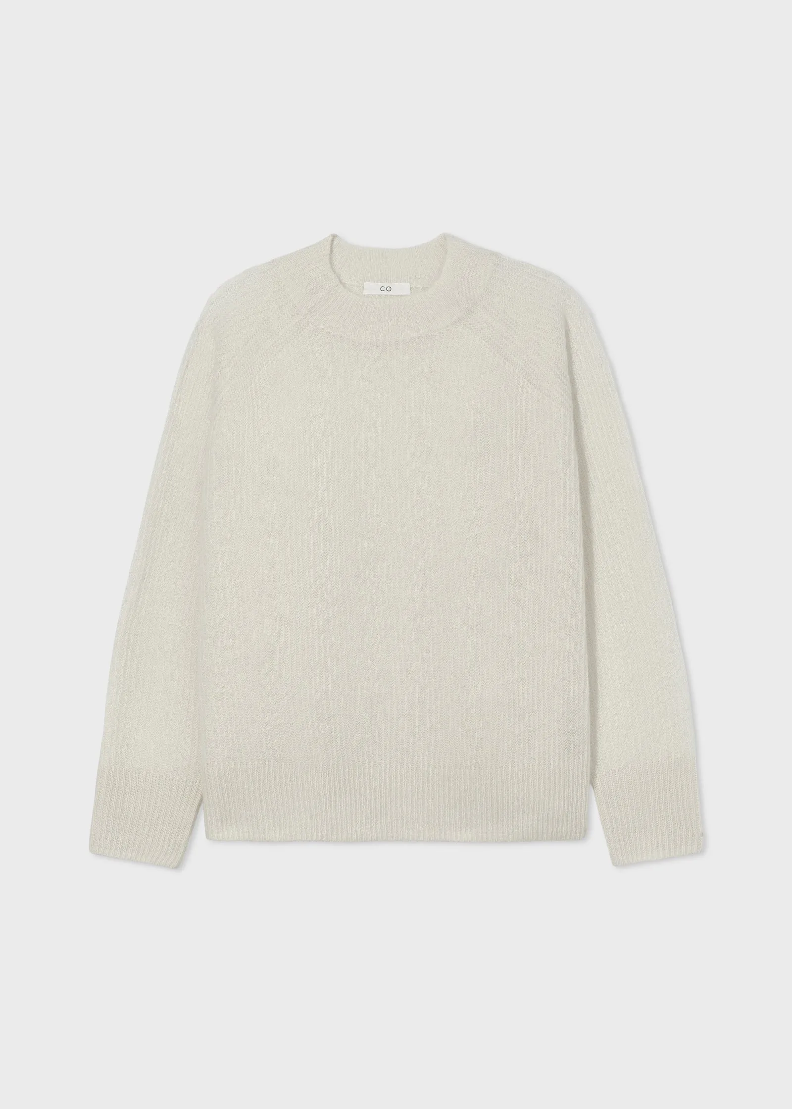 Loose Weave Raglan Crew in Cashmere Silk- Ivory