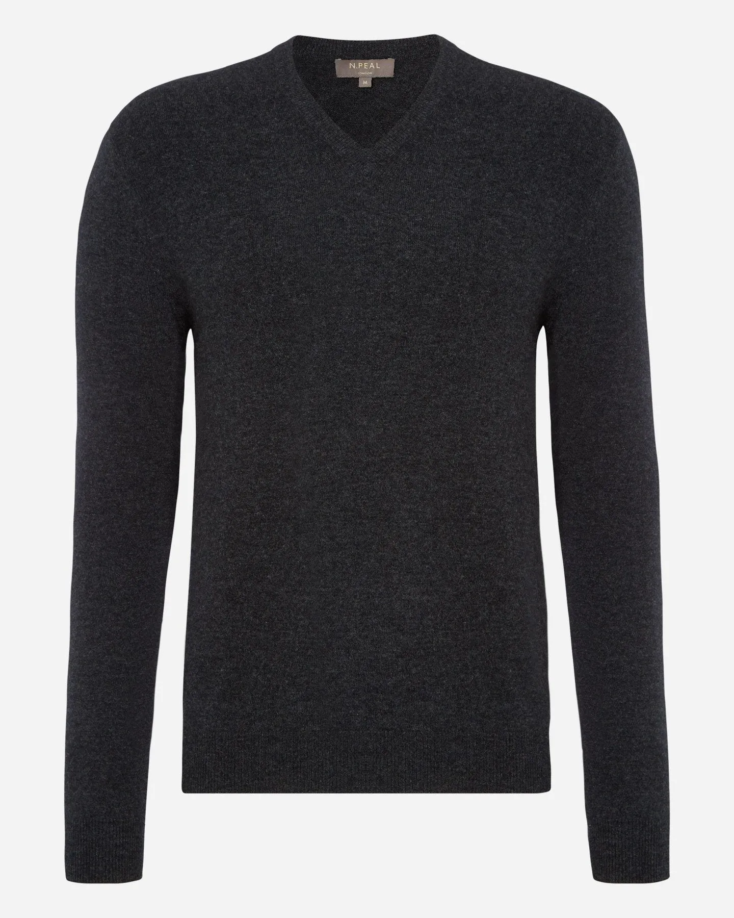 Men's Burlington V Neck Cashmere Jumper Dark Charcoal Grey