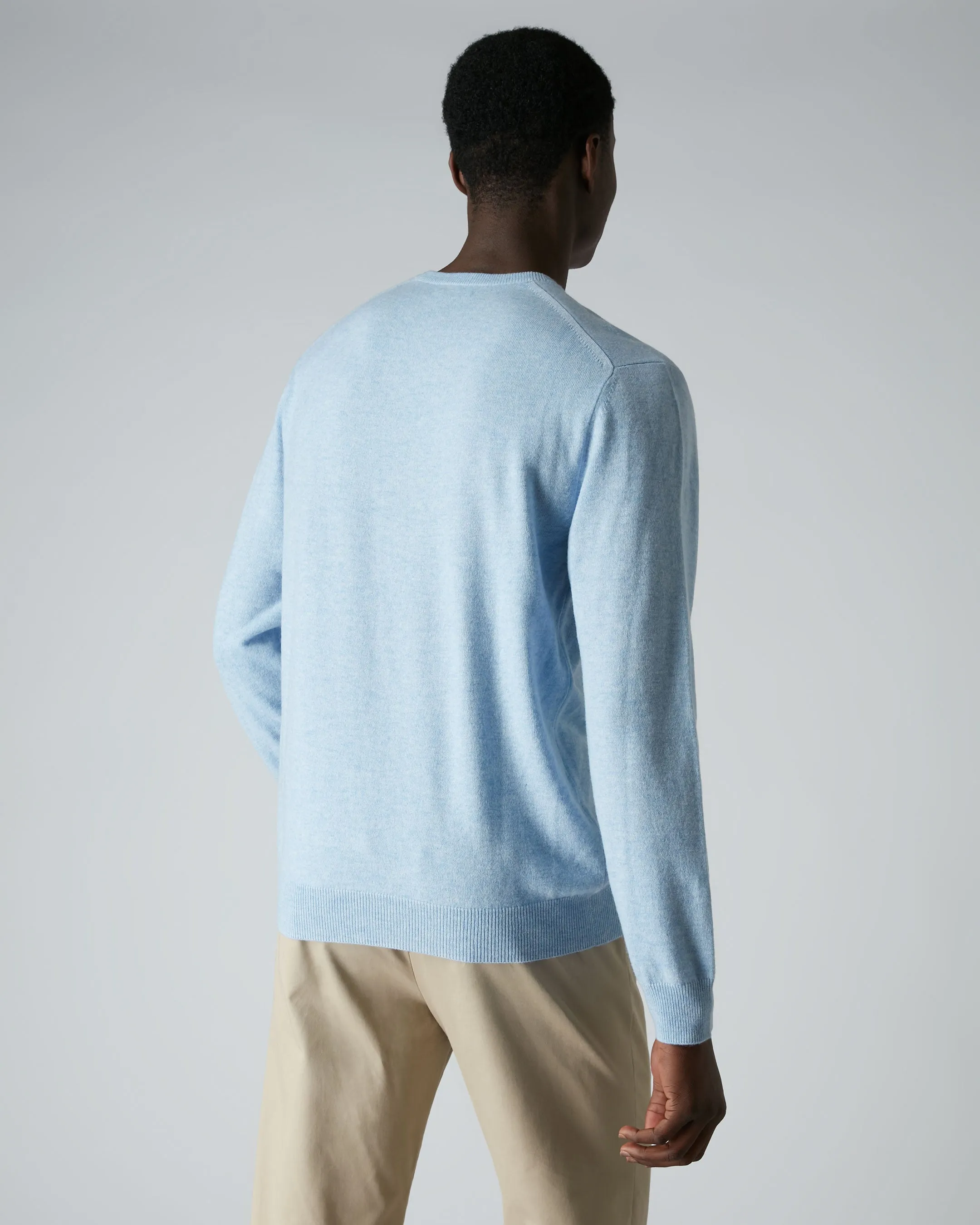 Men's Burlington V Neck Cashmere Sweater Cornflower Blue