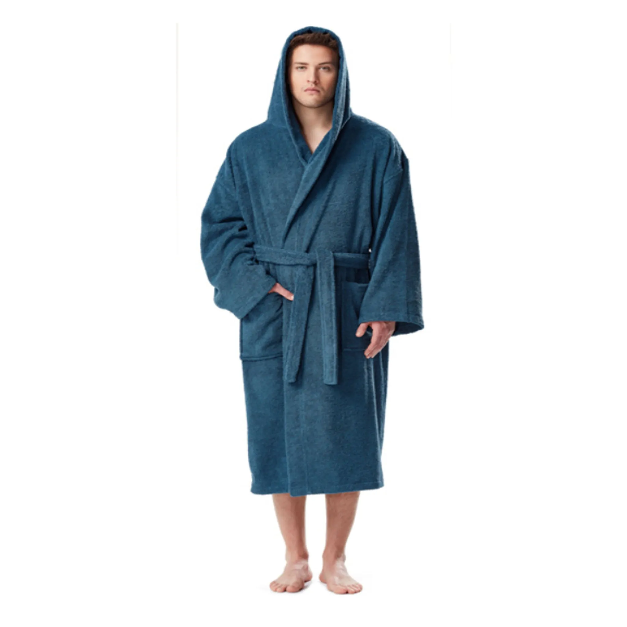 Men's Classic Hooded Bathrobe Turkish Cotton Terry Cloth Robe