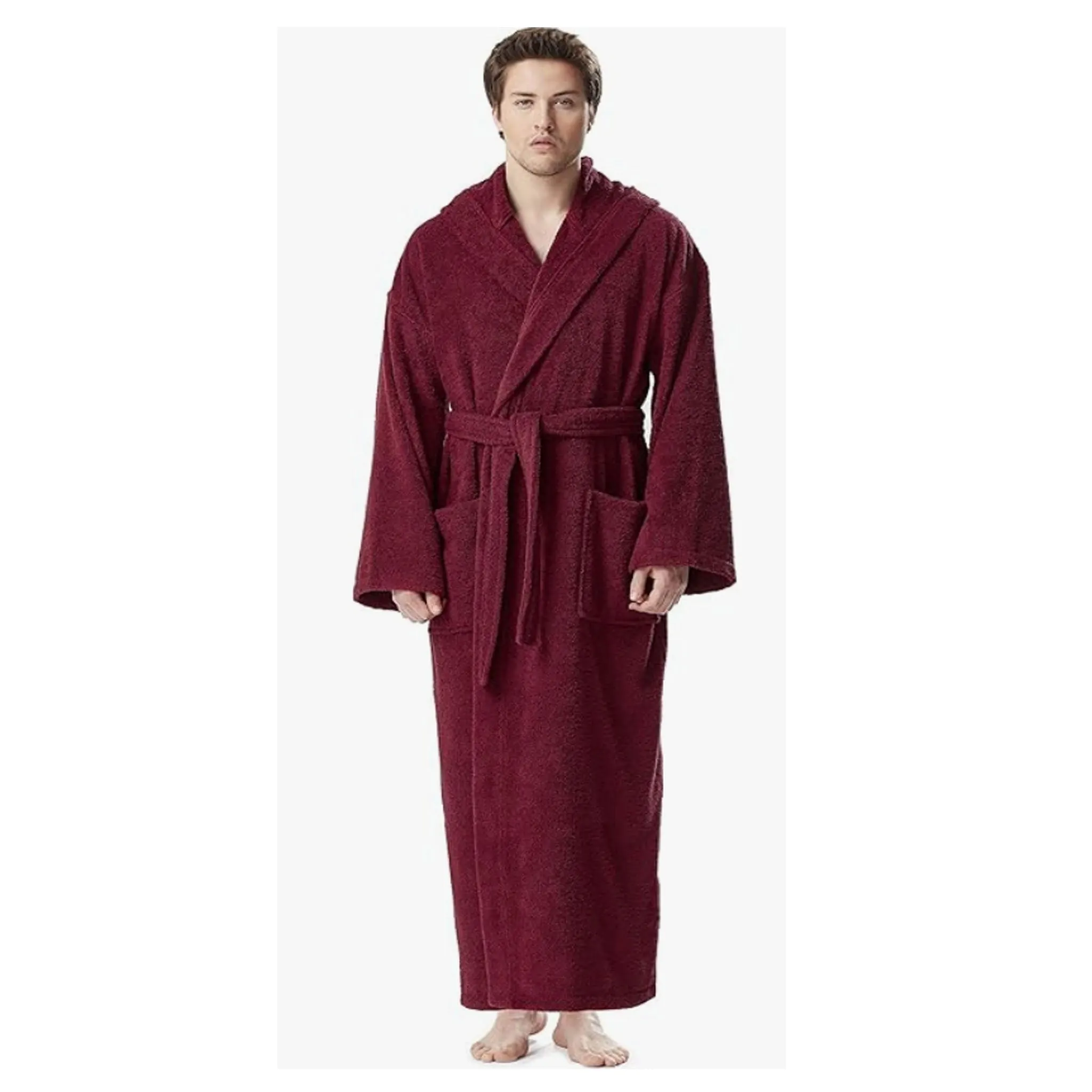 Men's Classic Hooded Bathrobe Turkish Cotton Terry Cloth Robe