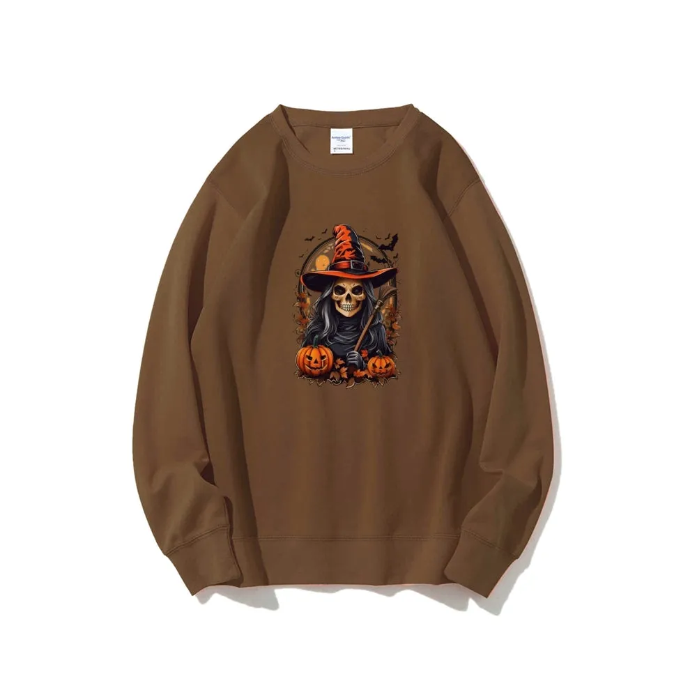 Mens Halloween Skeleton Pumpkins Graphic Sweatshirts